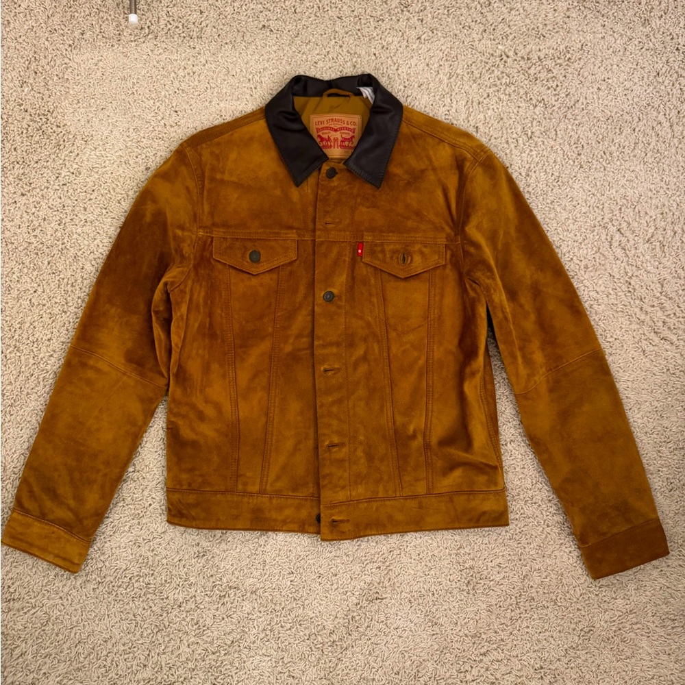 Levi’s Suede Trucker Jacket Size L Brown Tobacco Rare